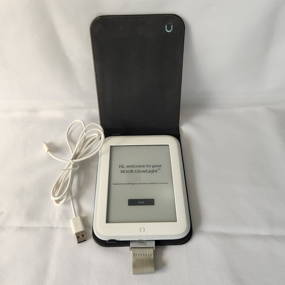 Barnes & Noble Nook GlowLight 4GB eReader (White) BNRV500 Bundle with Case Y2K